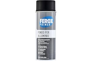 FEROX Fondo per Alluminio 400 ml, Fondo Aggrappante per Verniciatura, Colore Grigio, Primer Superfici Interno/Esterno, Primer per Alluminio, Rapida Essicazione, Lunga Durata
