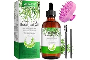 ATOANY Olio di Rosmarino per la Crescita dei Capelli 120ml con Massaggiatore per Cuoio Capelluto, Puro Olio Essenziale di Rosmarino per Ciglia, Sopracciglia, Viso, Cura della Pelle, Massaggio del Corpo