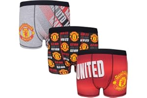 Manchester United Boys Boxer Shorts 3 Pack Crest Kids OFFICIAL Football Gift