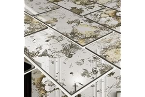 funlife 3D Vintage Mirror Effect Wall Panels, Rusty Faux Antique Mirror Tiles, Humidity Wall Rectangular 21PCS