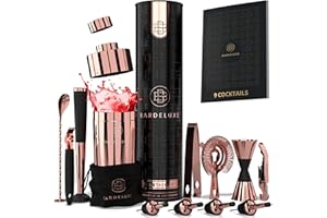 BarDeluxe® Kit Barman da 12 Pezzi, Kit Barman Completo | Shaker Cocktail da 750 ml | Set Cocktail Professionale, Kit Cocktail, Set Barman | Cocktail Set, Include Elegante Confezione Regalo (Oro Rosa)