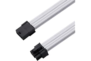 EZDIY-FAB Câble gainé PCIE 6 + 2 Broches - Rallonge de câble pour Alimentation -Blanc