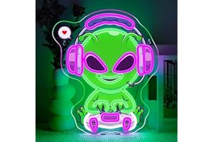 SIGNSHIP Alien Plays Game Neon Led,Alien Lettre Lumineuse,Neon Mural Dimmable Pour Décor,Néon Led Pour Salle De Jeux,Zone De Jeux,Repaire Masculin,Salle Familiale,Chambre D'enfant,Cadeau Pour Garçon
