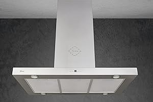 GURARI Inselhaube 90 cm GCH I 431 90 IS PRIME Insel Dunstabzugshaube Edelstahl mit Fernbedienung | Abzugshaube Abluft/Umluft Freihängend | Starke Saugleistung 1000 m³/h