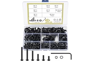 BJBJJIU 328 Stk Innensechskantschrauben mit Muttern und Unterlegscheiben Set, M5 Gewindeschrauben Set mit Muttern Unterlegscheiben, Linsenkopf Halbrundkopf Innensechskant Schrauben Set (328 schwarz)