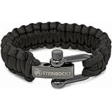 Steinbock7 Paracord Survival Rope Armband, Rostfritt stål, Justerbar stängning, inklusive instruktioner för flätning [kanske