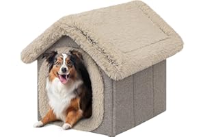 PillowPrim Haustierhütte Hundehaus Höhle Hundehütte Katzenhütte Hundehöhle Katzenhaus Hundekissen Katzenkissen Flauschiges Haus, Cappucino, 38x44x45 cm