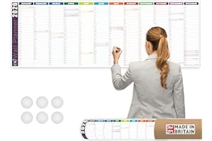 Giftinghouse 2026 Wall Planner Extra Wide (120 x 42 cm) | Full Year to View Calendar UK | Colour Coded Month Design | Non-Laminated Uncoated Paper | Includes Rolled Tube & 6 Mount Stickers