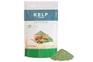 Nortembio Kelp en Poudre 100 g. Origine 100% Naturel. Poudre de Varech sans Conservateurs ni Additifs, Végétalienne et sans Gluten. Source Naturelle d'Iode. Emballage Hermétique avec Fermeture Zip.