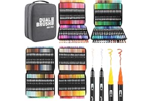 ‎GELANTY Gelanty Dual Brush Pens Set, 144 Farben Filzstifte Dicke und Dünne Pens Fineliner Set Aquarell Farben für Handlettering, Bullet Journal, Malbücher, Manga, Kalligraphie Stifte für Kinder und Erwachsene