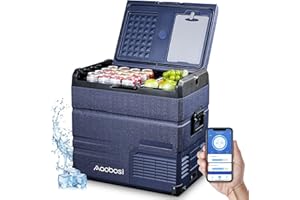 ‎AAOBOSI AAOBOSI Kompressor Kühlbox 54 L, Kühlbox Auto mit Dual Zone bis -20 °C, Kühlbox 12v 230v Tragbar mit App-Steuerung für Camping, LKW, Boot, Reisemobil, Touch-Steuerung, Anti-Shake