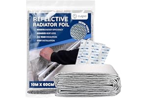 CUQOO Radiator Foil Reflector Roll 10 m × 60 cm – Thermal Reflective Radiator Insulation Foil & Heat Deflector Panel, Radiator Backing Foil, Energy‑Saving Self‑Adhesive Radiator Reflector