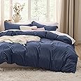 Bedsure Navy California King Duvet Cover - Prewashed Extra Soft Bedding Set, Includes 1 Cal King Duvet Cover 104x98 Inches with Zipper Closure & 2 Pillow Shams, Comforter Not Included