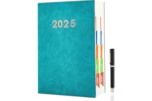 PEAKTOP Kalendarz 2025, strona dzienna, A5, kalendarz książkowy 2025, planer dzienny 2025 z kolorowym widokiem miesięcznym, terminarz 2025, z długopisem do opracowania planu, przypomnienia, 20 x 12 cm