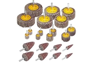 HYEPNED Abrasive Flap Wheel Sander,24 Pack 80 Grit 1/4" Shank Diameter Cone Shape Abrasive Sandpaper Flap Sanding Wheel, for Remove Rust/Weld Burr/Grinding