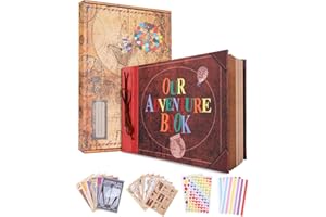 JIMBON Our Adventure Book Scrapbook Photo Album with 80 Pages 11.6 x 7.5 inch Inch Embossed Words Hard Cover Travel Scrapbook, Memory Book For Anniversary Wedding, Valentines' gifts, Easter Bonus