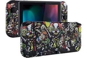 eXtremeRate Carcasa para Nintendo Switch Funda Protector para Nintendo Switch Consola Joycons Control Accesorios Shell Placa de reemplazo con Botones para Nintendo Switch(Fiesta de Miedo)