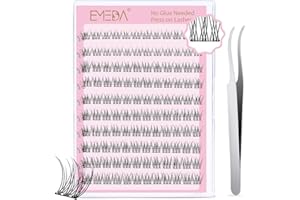 EMEDA pestañas autoadhesivas naturales kit de pestañas en racimo sin pegamento, 10-13mm 120pcs de pestañas naturales a presión, DIY Racimos de pestañas preencoladas con pinzas (Fishtail mix)