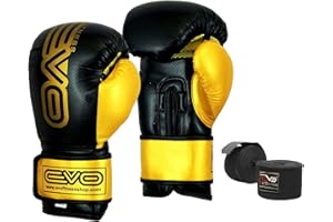 EVO FITNESS Evo Maya Cuir Gants de Boxe MMA Sac De Frappe Entraînement Kick Boxing entraînement Gant