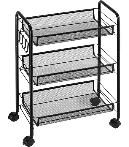 MAKLIK Chariot De Rangement 4 Niveaux 35x24x100cm - Desserte à Roulettes Cuisine, Salle De Bain Et Légumes