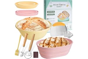 Banneton Per Lievitazione Pane - Cestino In Rattan Con Federa, Raschietto E Lama Per Intaglio (Lame), 25 Cm Per Pane Artigianale