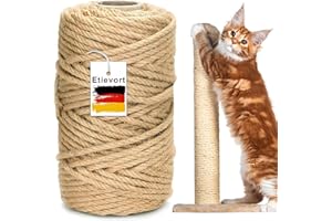 Etievort Corda in sisal per tiragraffi, 6 mm x 55 m, corda in sisal, corda per tiragraffi, corda per gatti, corda per tiragraffi, decorazione domestica, giardino, fai da te, corda naturale, 6 mm