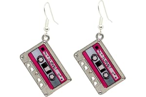 Bluebubble HEY DJ Silver Tape Dangle Earrings on Gift Card