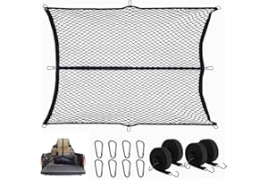 ‎VEUWOLM Hochelastisches Gepäcknetz, 1,2 x 1,5 m dehnbar bis 2,1 m x 2,5 m (Einlagig), LKW-Frachtnetz, Netz-Organizer, mit 8 x Stahlkarabiner + 4 x Haltegurt, Gepäckfixierung für LKW Auto Wohnmobil