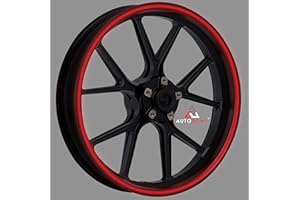 Autodomy Set Completo per 2 Ruota Adesivi Cerchi Moto 7 mm 15-19 Pollici | Riflettente Adesivi x Cerchi Moto Resistente Pioggia e UV | Strisce Adesive per Auto e Scooter Facile Installazione Rosso