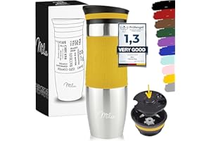 Milu kubek termiczny do kawy, 370 ml, 450 ml – 100% szczelności – ze stali szlachetnej – kubek do samochodu z podwójną ścianką izolacyjną – kubek podróżny (mango, 450 ml)