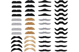 Whaline 48 Pack Novelty Fake Moustache Self Adhesive Moustaches Set for Masquerade Party Favor, Costume and Performance