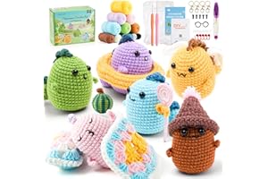 INSCRAFT Crochet Yarns Kit for Beginners, 6 Pack Dinosaurs Acrylic Yarns Set for Crocheting, Starter Kit with Step-by-Step Video, Crochet Kits for Adults Kids, DIY Knitting Craft Supplies Gift