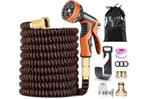 Rantizon Manguera Extensible 15 Metros, Boquilla en 10 Modos, Manguera Extensible con 4 Capas de Látex a Prueba de Fugas, 3/4 "- 1/2" Conector de Latón, Mangeras Jardineria Flexible 15M