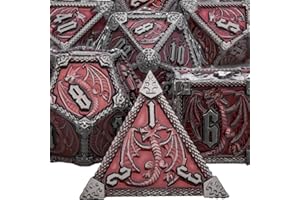 ARUOHHA Metal DND Dice Set Dungeons and Dragons Dice with Gift Box 7PCS Polyhedral Dice 6 Sided D&D Dice Large Roll Playing Dice for Warhammer Pathfinder RPG D and D Dice Set D20 D12 D10 D8 D6 D4