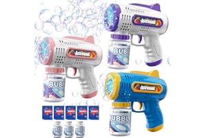 Britik 3 PCS Bubble Machine Gun Toys for 3-8 Year Old Kids: Space Bubble Guns Electric Bubbles Blower Blaster Gifts for Boys 3 4 5 6 7 8 Years Old Birthday Presents Garden Outdoor Summer Party Toy