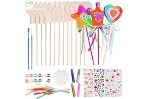 Towviy 12PCS Baguette Magique en Forme d’Etoile, Couronne et Cœur, Baguette Magique Princesse Baguette de Fée Accessoire Fille Cadeau Anniversaire Fille Kit de Bricolage Enfant 5 6 7 8 9 10 Ans