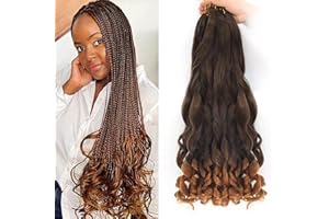 Ainimiu French Curly Braiding Hair 22 Inch 8 Packs - Pre Stretched Bouncy Braiding Hair- Loose Wavy Braiding Hair Synthetic Hair Extensions for Black Women(22 inch, T30#)