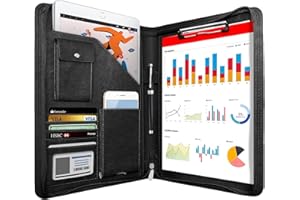 ‎NEWYES NEWYES NY-A403-BL-EU Konferenzmappe aus Leder, mit Reißverschluss, A4, Reisedokumentenmappe, Portfolio-Reisetasche, persönlicher Agenda-Organizer, 33,5 cm x 25 cm x 3,5 cm, Schwarz-Weiß