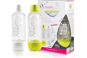 HAPPY FRIZZ Coppia di bottiglie per gasatore riutilizzabili - UNIVERSALI* - compatibili con altri modelli