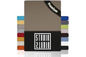 ‎STUDIO STUDIO Premium Spannbettlaken 140x200cm, 140x220cm, 160x200cm & 160x220cm – Jersey-Spannbetttuch aus 97 % Baumwolle & 3 % Elastan – Taupe – Öko-Tex Zertifiziert, bügelfrei – für Matratzen 15–35cm