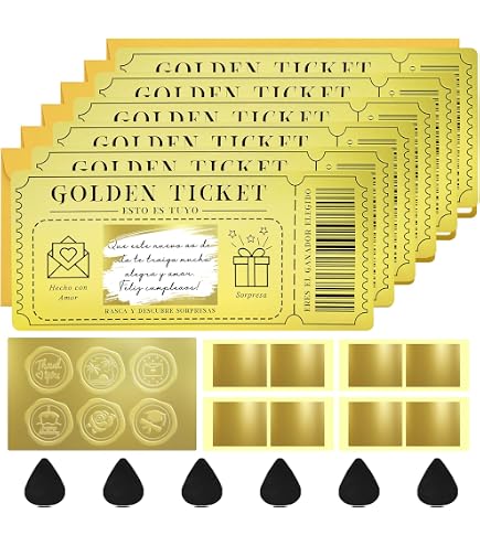 20 Tarjetas Rasca Y Gana Golden Ticket – Regalos Personalizados Para Cumpleaños, Navidad O Aniversarios