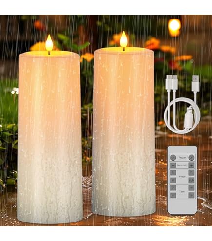 Bougies Décoratives Ivoire 7,5x20 Cm Yeelida Bougies LED Sans Flamme Fonctionnant Sur Piles Avec 2 Minuteries à Distance,Pack De 6 Bougies 16 CM Scintillantes De Longue Durée (2 CM De Diamètre, Ivoire