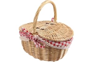 HAFEEHOO Wicker Picknick Korb Haus mit Deckel und & für Picknicks, Partys und Abende