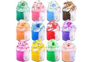 JAMDESDW Cloud Slime Kit 12 Pack,With Grape Rainbow Cake Rose Slime Charms,Fluffy Slime for Girls and Boys,School Awards,Valentine's Day Party Supplies,Birthday,Easter Basket Stuffers for Kids