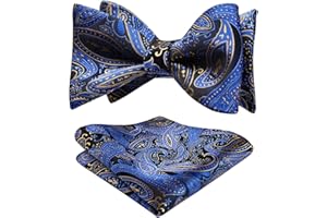 HISDERN Ensemble nœud papillon et mouchoir pour homme Motif floral et carré de poche pour fête de mariage