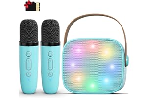 voijump Mini Karaoke Machine for Kids Adults, Portable Bluetooth Karaoke Speaker with 2 Wireless Microphones for Girls Boys 3-11,12+ Years Old, Gifts for Family Home Birthday Party