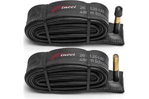 Fincci Camera d'aria 26 MTB - Cameras d'aria bici da corsa 26 x 1.25 x 1.35 x 1.4 x 1.5 pollici per Montagna Strada Bici MTB Ibrida Uomo Biciclettas - Valvola Interna Schrader 48mm