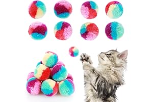 GEEHUA Confezione da 20 palline giocattolo per gatti colorate, palla per gatti arcobaleno da 3,0 cm, accessori per giocattoli per gatti, palla per gatti in morbido peluche, giocattolo interattivo