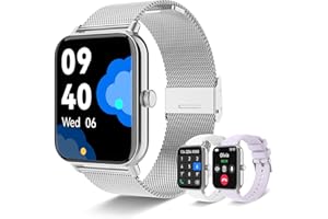 IARET Reloj Inteligente Mujer, 1,85'' Smartwatch con Llamadas, 3 Correas, Pulsera Actividad Reloj Deportivo 100 Modos, Función Femenina, Podómetro Pulsómetro Monitor de Sueño, Android iOS Regalo (Plata)