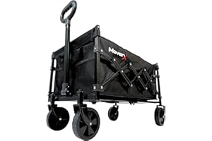 MoverX 70L Festival Trolley on Wheels, Folding Wagon, Portable Camping Cart, Collapsible Foldable Trolly for Beach Outdoor Garden Picnic Shopping Fishing, Adjustable Handle, Black